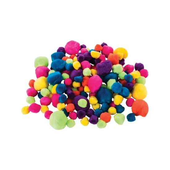 Creatistics Neon Pom Poms Assorted Sizes- Pack of 150