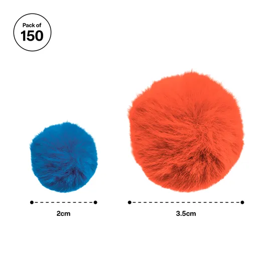 Creatistics Neon Pom Poms Assorted Sizes- Pack of 150