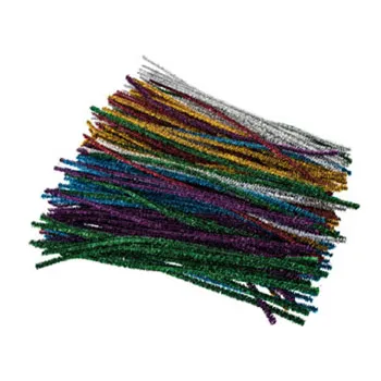 Set of 100 Metallic Tinsel Pipe Cleaners for Kids Crafts, Embellishing and  Group Projects Choose Color (Black)