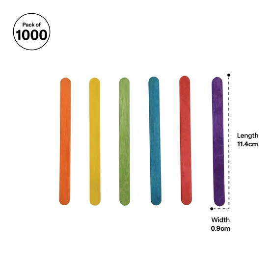 Paddle Pop Sticks Coloured - Pack of 1000