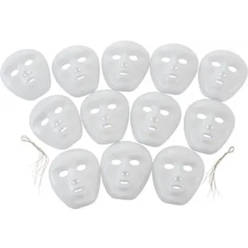 Creatistics White Plastic Masks Pack Of 12   Cl7545 Creatistics White Plastic Masks Pack Of 12.webp