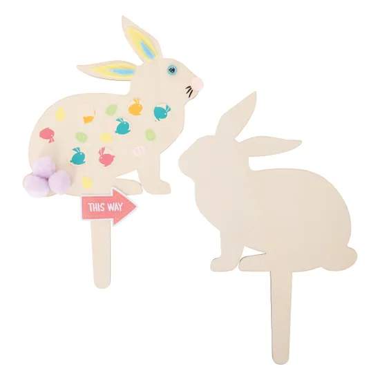 Wooden Bunny Garden Stake - Pack of 10