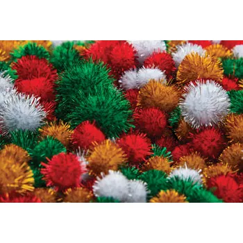 Creatology Sparkle Pom Poms - Green - 3/4 in