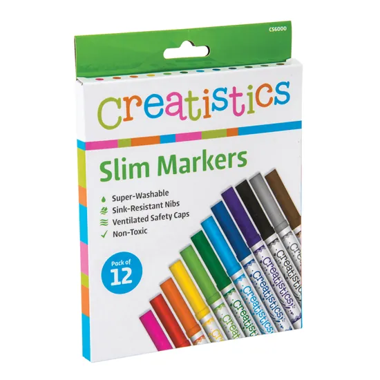 Creatistics Slim Colouring Markers - PK 12