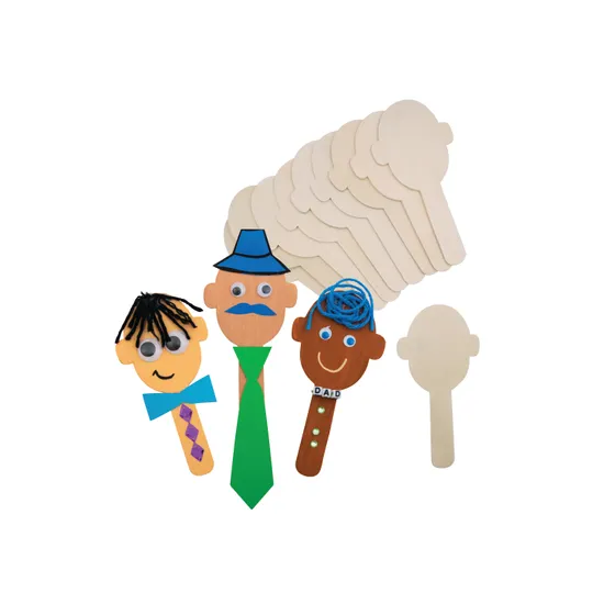 Wooden People Paddle Pop Sticks - Pack of 10
