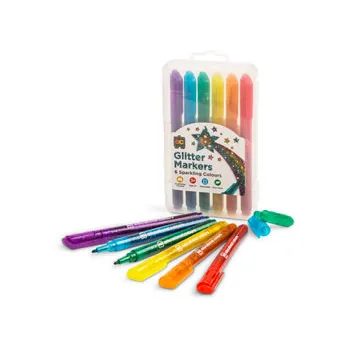 EC 6 Pack Glitter Markers Set Multicoloured