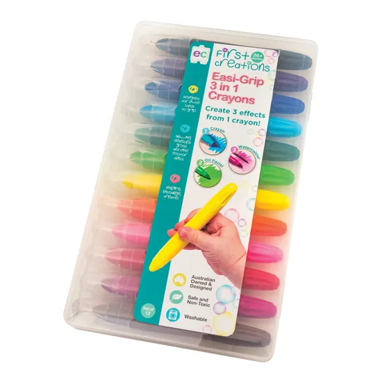Easi-Grip 3 in 1 Crayons - Pack of 12 Easi-Grip 3 in 1 Crayons - Pack of 12