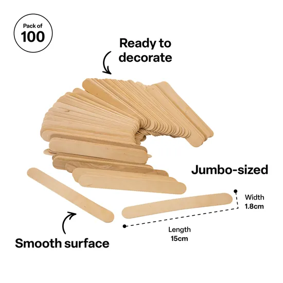 Jumbo Pop Sticks - Pack of 100