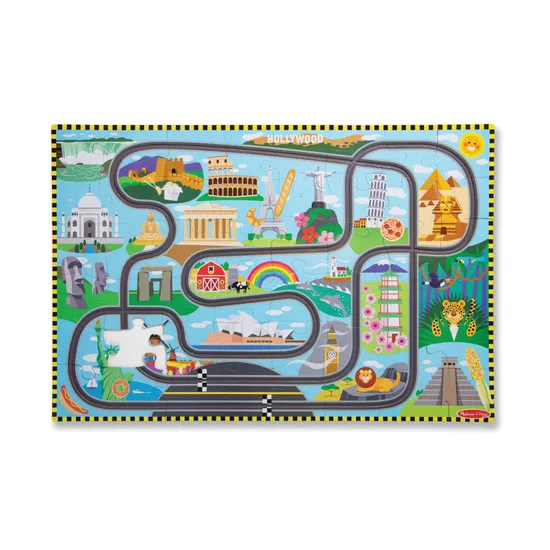 Melissa & Doug Race track Floor Puzzle & Play Set