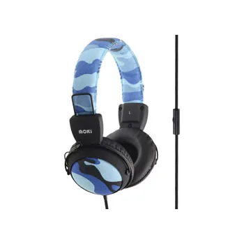 Moki Camo Headphones w In Line Mic Blue