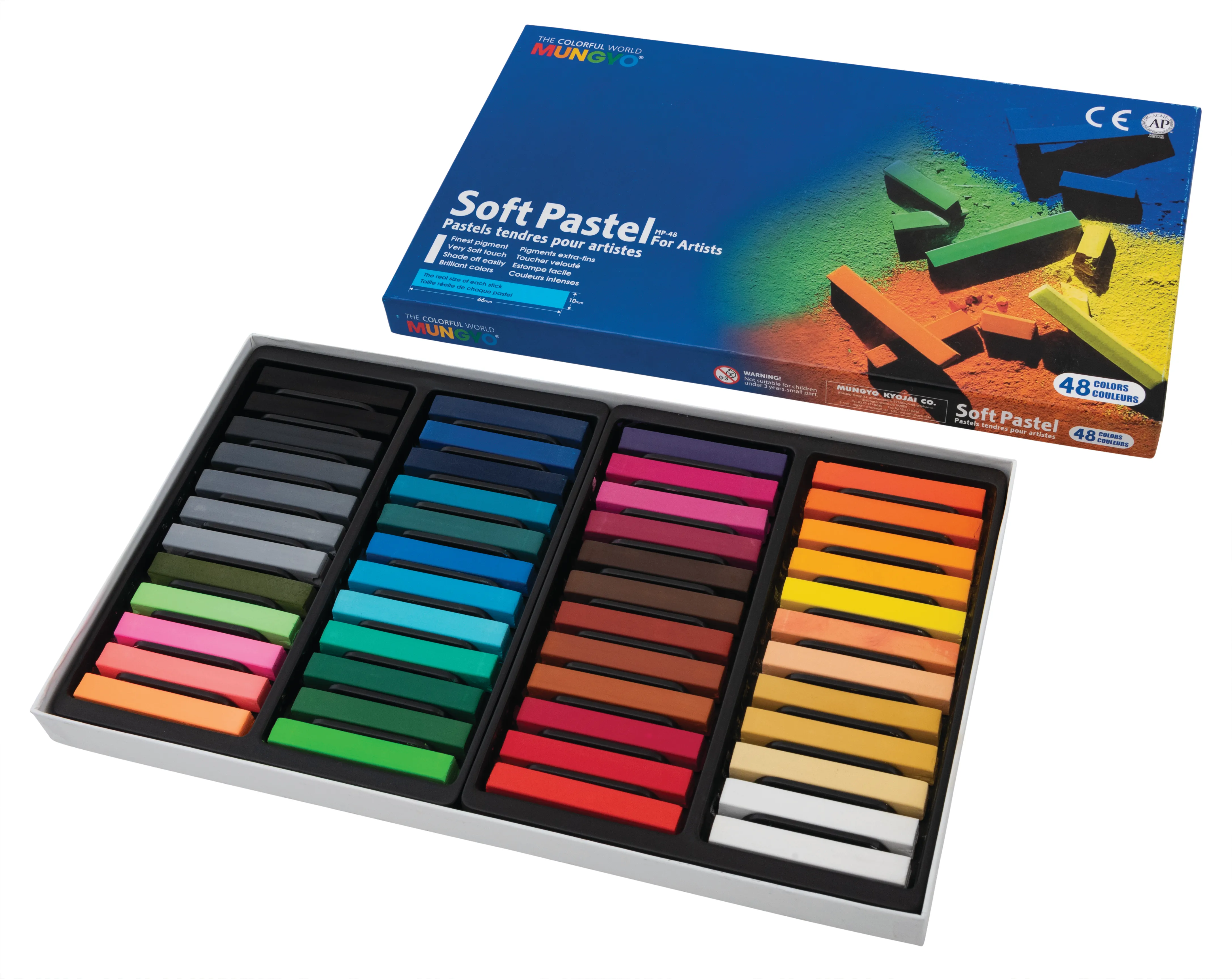 Non Toxic Mungyo Soft Pastel Set Of 48 Assorted Colors Square Chalk US English Version New Version C65