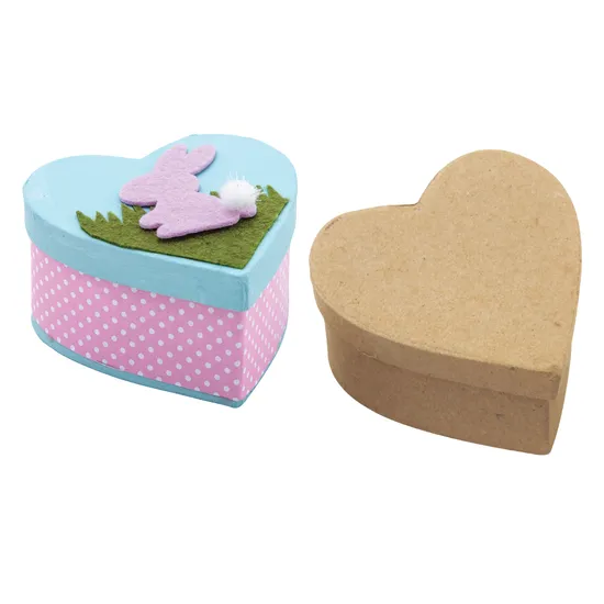 Papier Mache Boxes Heart - Pack of 6