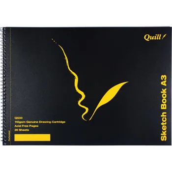 Quill Sketch Black 20 Sheet PP Book A3