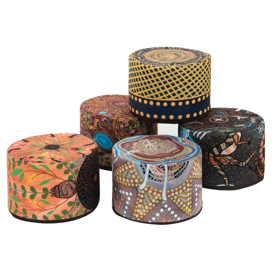 Billyara - Aboriginal Art Poufs - Set of 5