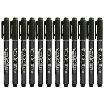 Teachables Thinline Permanent Markers Black PK12