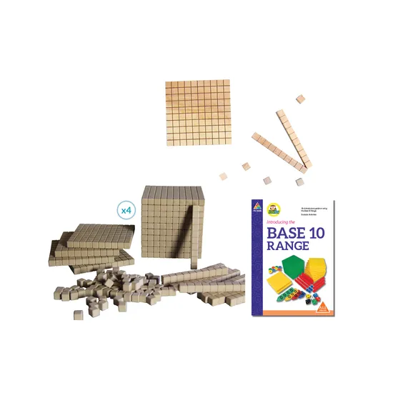 Woodbase Ten Set 100 Cubes 10 Rods 10 Flats 1 Base