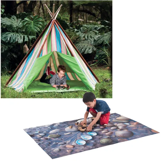 Striped Teepee and Discovery Playmat Kit